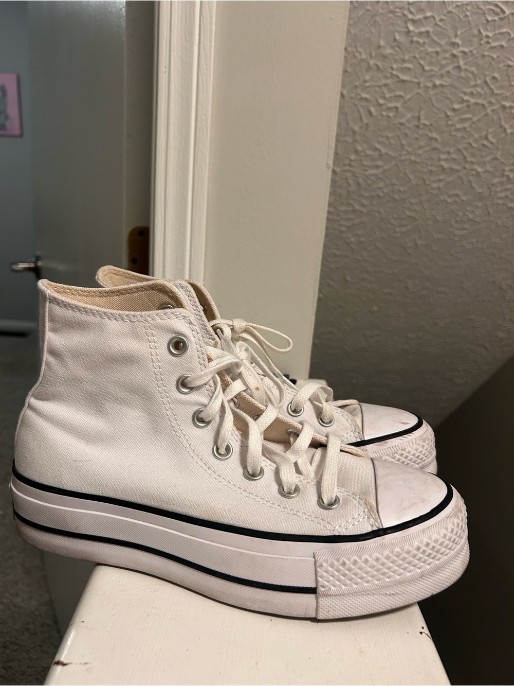 Converse White High-Top Platform Sneakers